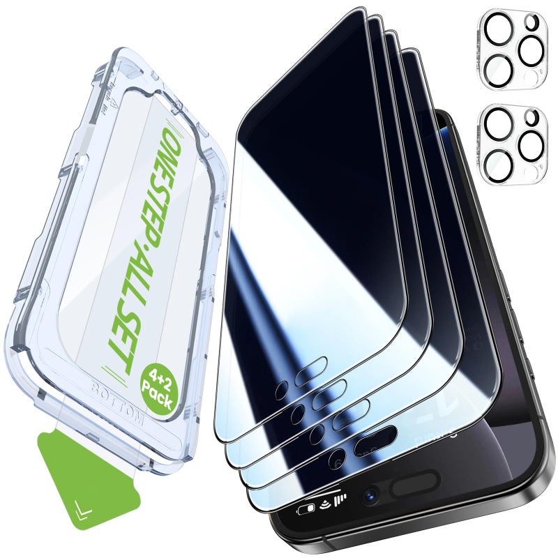 iGluz 4+2 Pack for iPhone 16 Pro Max Privacy Screen Protector with Camera Lens Protector[Easy Install & Bubble Free] 9H+ Tempered Glass iphone 16 Pro Max[True 25% Anti Spy] for Apple 6.9"(2024) - Image 1
