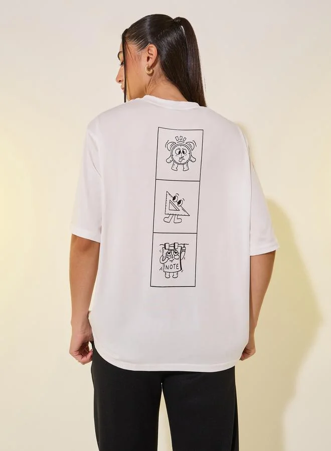 Take Two Women White Back Graphic Print Oversized T-Shirt