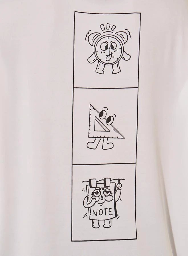 Take Two Women White Back Graphic Print Oversized T-Shirt