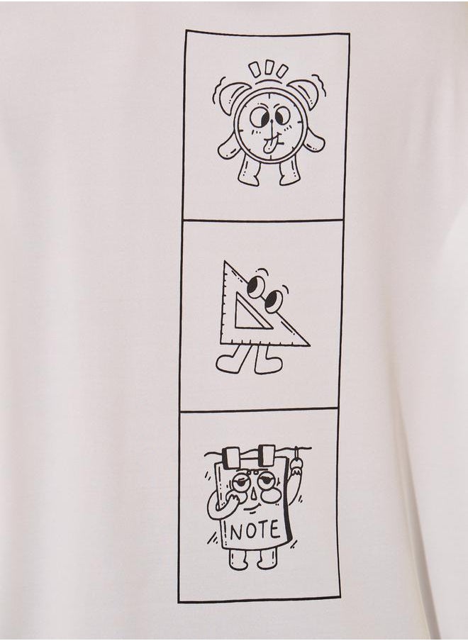 Styli - Women White Back Graphic Print Oversized T-Shirt - Image 1