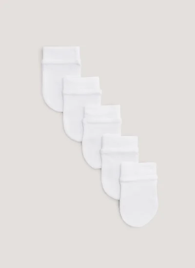 Matalan 5 Pack White Baby Scratch Mitts