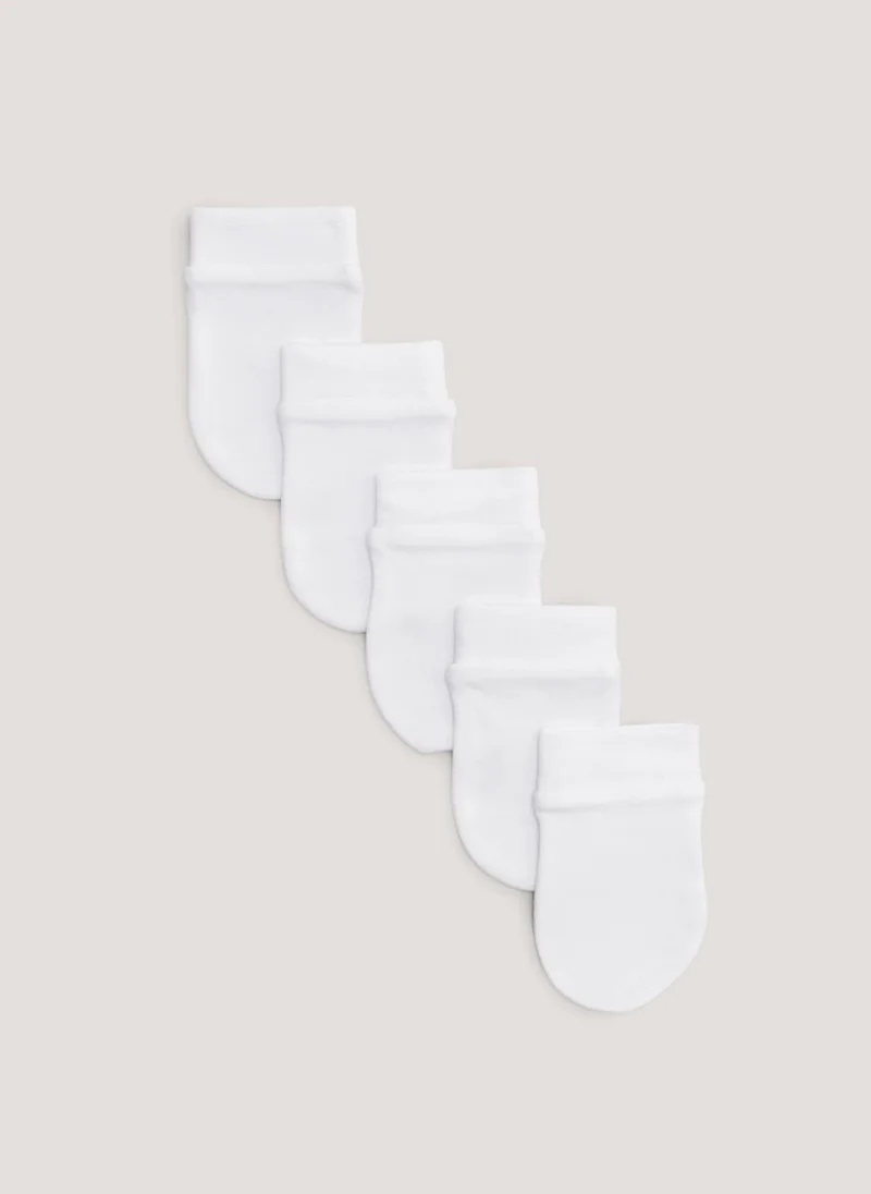 Matalan 5 Pack White Baby Scratch Mitts