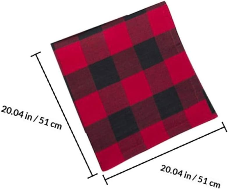 4 Pieces 51x51cm Red Black Checkered Cotton Dining Table Placemats, Waterproof Western Style Home Table Decor Napkins for Family Meals - Image 2