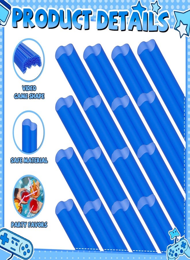Potchen 100 Pcs Video Game Controller Shape Plastic Straws 9 Inch Drinking Straw Game Controller Disposable Plastic Straws for Birthday Video Party Favor Supplies (Blue) - Image 3