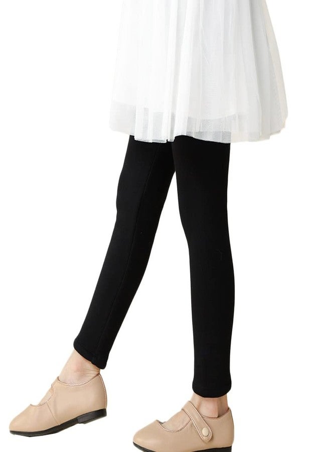 Looching Baby Toddler Girls Winter Fleece Lined Leggings Warm Full Length Pants Basic Cotton Thick Tights 1 Pack (Black,2-3 Years) - Image 4