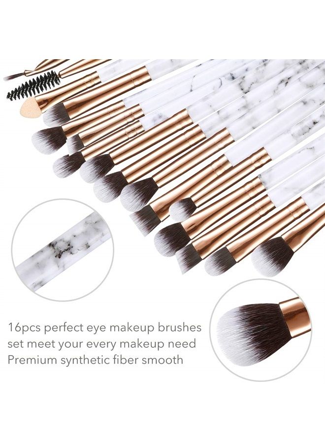 DUAIU Eye Makeup Brushes DUAIU 16Pcs Eyeshadow brushes Eyebrow Eyeliner Blending Brush Premium Synthetic & Marble Handle Brushes sets with Pink Cosmetic Bag - Image 1