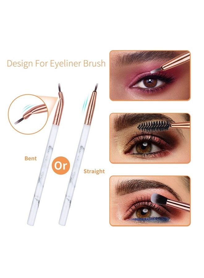DUAIU Eye Makeup Brushes DUAIU 16Pcs Eyeshadow brushes Eyebrow Eyeliner Blending Brush Premium Synthetic & Marble Handle Brushes sets with Pink Cosmetic Bag - Image 2