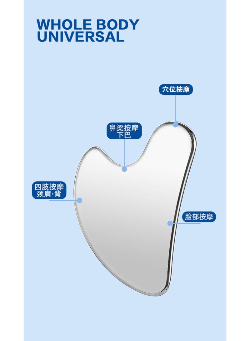 NIBEMINENT 3-Piece Stainless Steel Gua Sha Facial Tools, Face Metal Gua Sha Tighten Skin Massage Guasha Scraping Beauty Tool for Body Eyes Neck Skin Massager  - Image 4