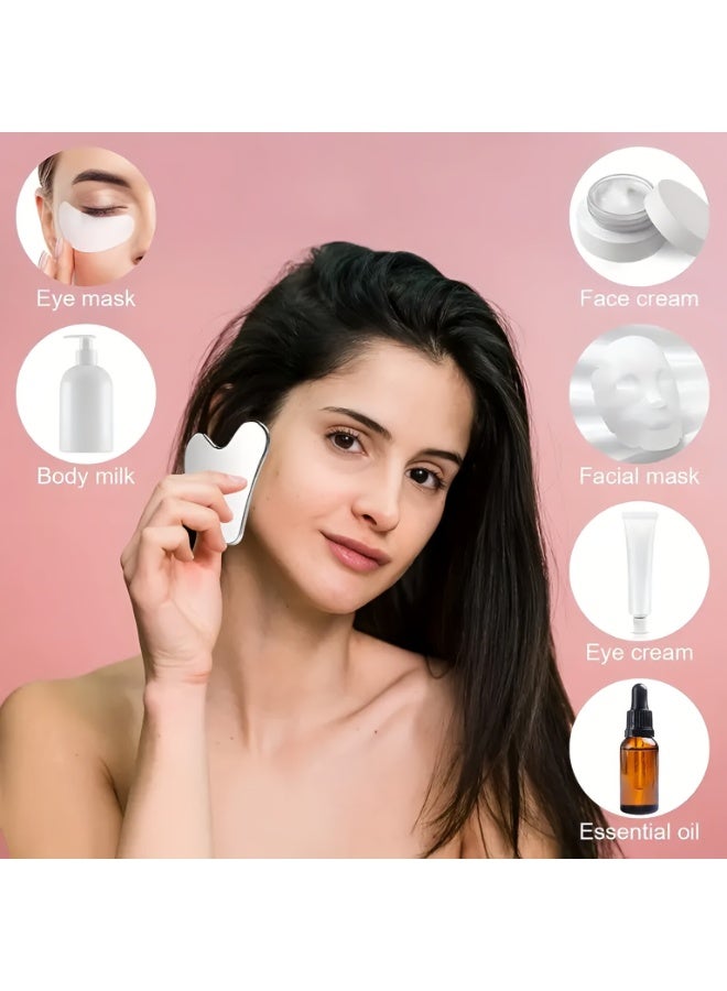 NIBEMINENT 3-Piece Stainless Steel Gua Sha Facial Tools, Face Metal Gua Sha Tighten Skin Massage Guasha Scraping Beauty Tool for Body Eyes Neck Skin Massager  - Image 5