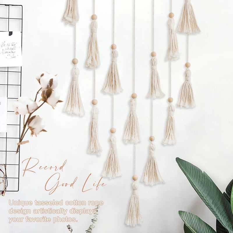 ANROYE Macrame Hanging Photo Display  Picture Holder with 30 Clips for Bedroom Wall  Polaroid Boho Gallery Hangers with LED Light String  Room Decor Gifts for 10 11 12 13 14 Year Old Teen Girl - Image 3