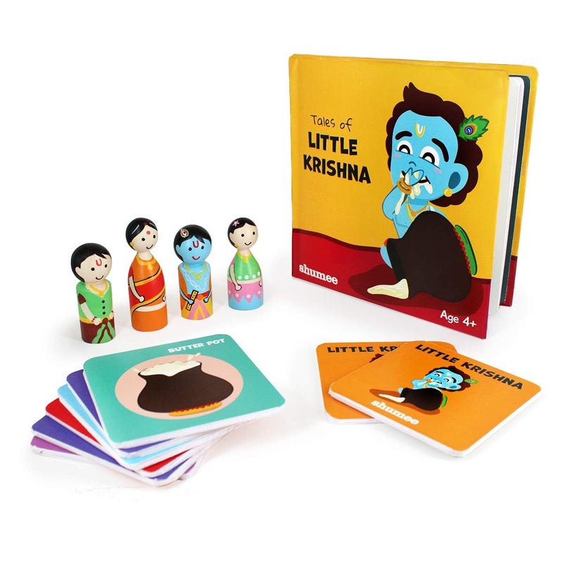 Shumee Little Krishna Combo Set - 4 Peg Dolls, 20 Memory Cards And 1 Book | (4+ years) | Cultural Learning Toy Set For Kids | Develops Imagination & Creativity | Janmashtami Gift For Boys & Girls - Image 2