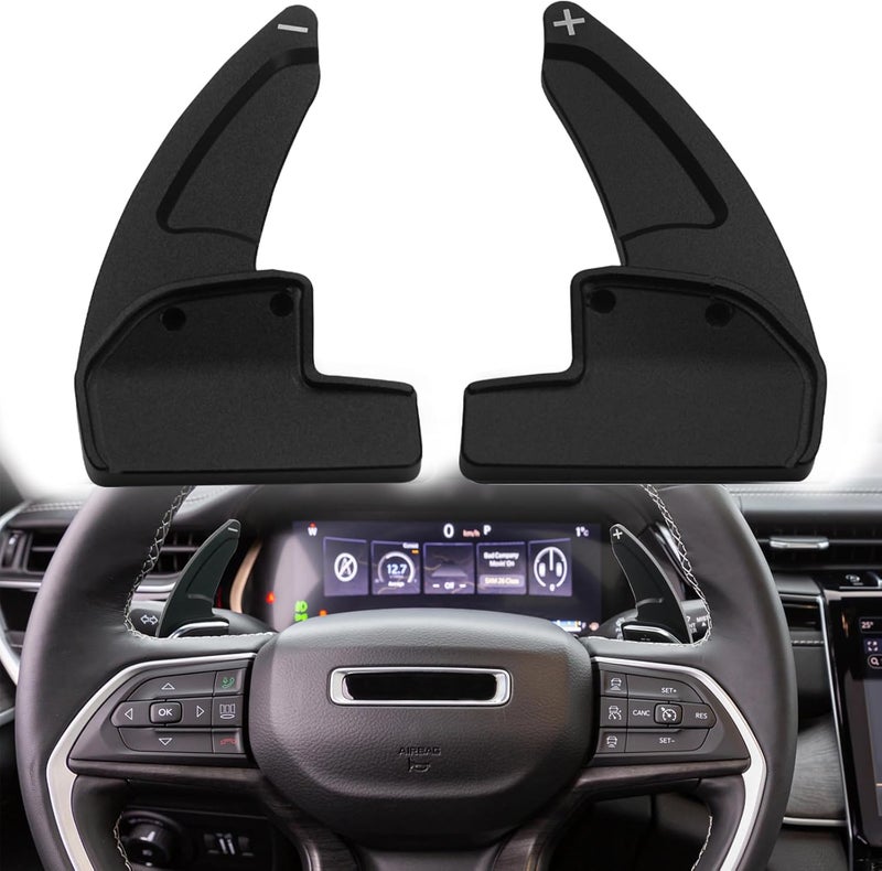 sumaikeji Aluminum Steering Wheel Shift Paddle Extenders for Jeep Grand Cherokee/Grand Cherokee 4xe/Grand Cherokee L (Black) - Image 1