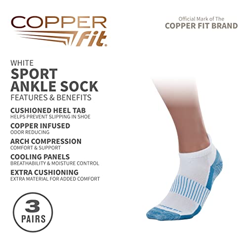 Copper Fit Unisex Copper Infused Ankle length Socks - 3 Pack ,White, Large/X-Large - Image 3