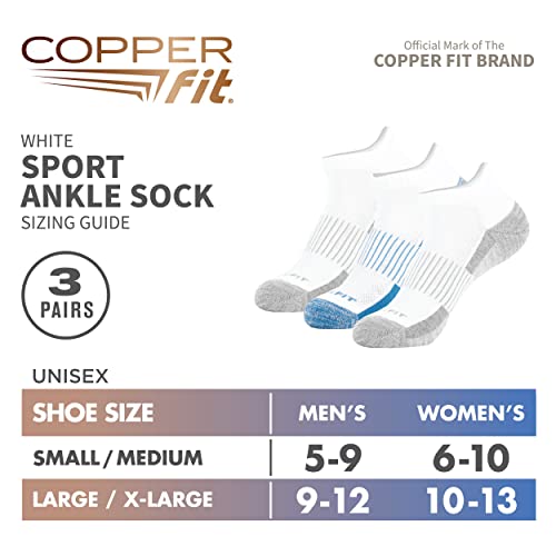 Copper Fit Unisex Copper Infused Ankle length Socks - 3 Pack ,White, Large/X-Large - Image 4