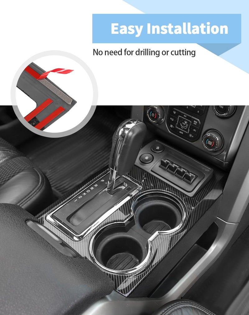 Voodonala for F150 Carbon Fiber Interior Trim Kit, 6PCS Center Console Gear Shift Panel Cover Trim Compatible with Ford F150 Raptor Accessories 2009-2014 - Image 4