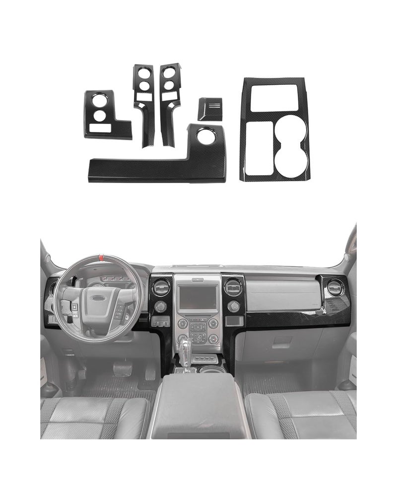 Voodonala for F150 Carbon Fiber Interior Trim Kit, 6PCS Center Console Gear Shift Panel Cover Trim Compatible with Ford F150 Raptor Accessories 2009-2014 - Image 1