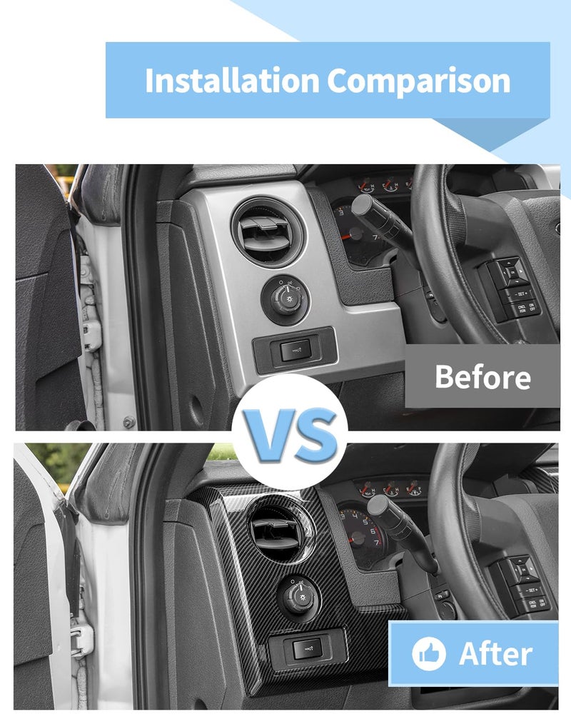 Voodonala for F150 Carbon Fiber Interior Trim Kit, 6PCS Center Console Gear Shift Panel Cover Trim Compatible with Ford F150 Raptor Accessories 2009-2014 - Image 2