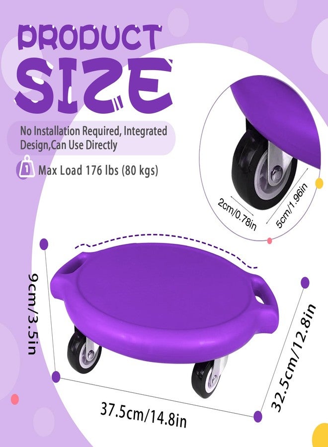 Chidiam Kids Sitting Scooter Board with Universal Wheels Swivel Casters Round Plastic Floor Surfer Sports Scooters with Rollers Autism Kids Sensory Scooter Board for Gym Class Physical Education Home Use - Image 2
