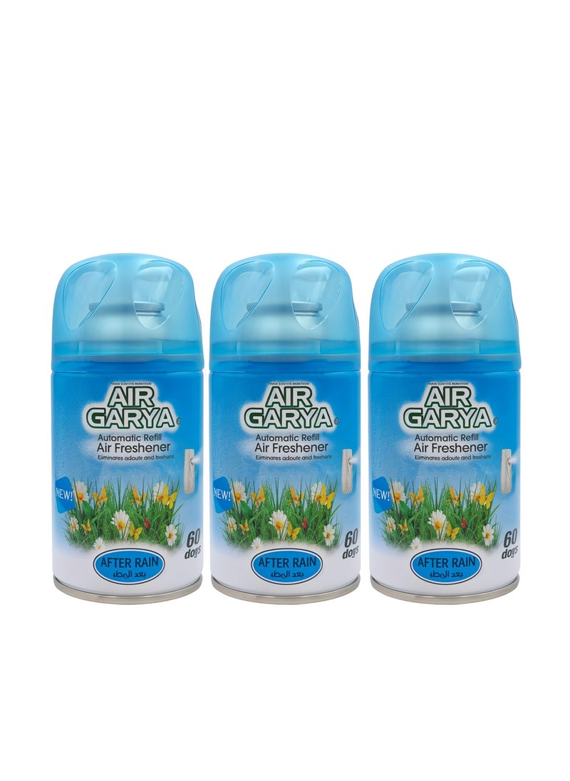 Air Garya combo 3-Piece Automatic Refill Air Freshener - After Rain, 60 Days Long-Lasting Odor Eliminator for Home & Car