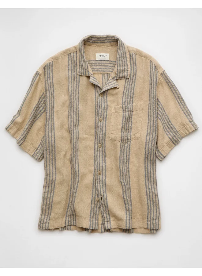 American Eagle AE Textured Striped Button-Up Poolside Shirt