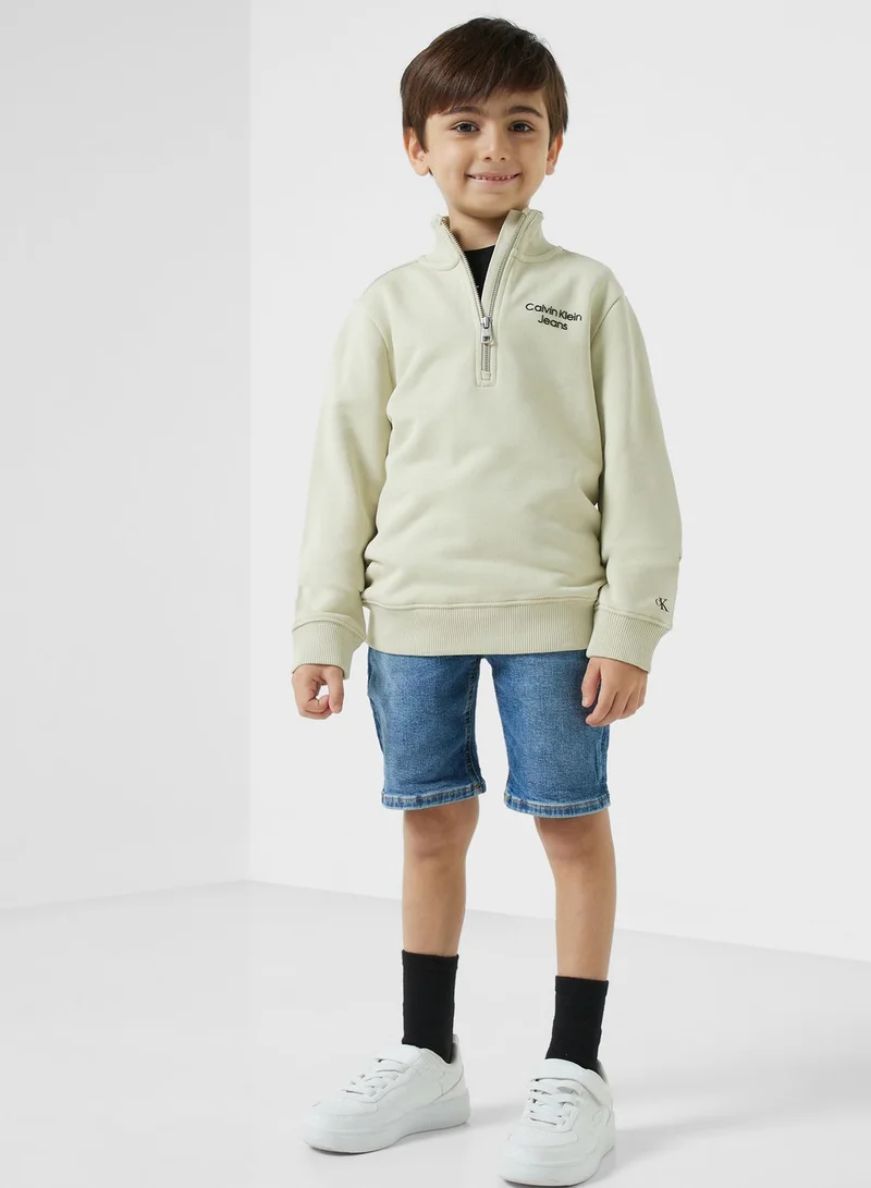 Calvin Klein Jeans Youth Logo Half Zip Sweatshirt