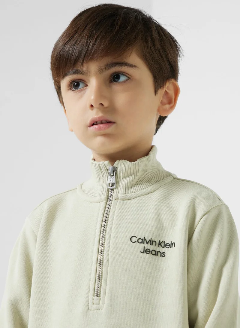 Calvin Klein Jeans Youth Logo Half Zip Sweatshirt