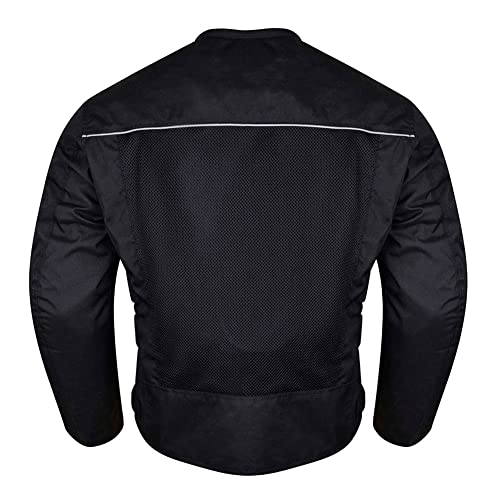 Vance Leather Airflow Mens Black All-Season Reflective Mesh & Textile Motorcycle Jacket w/CE Armor & Removable Liner (Black, Medium) - Image 3