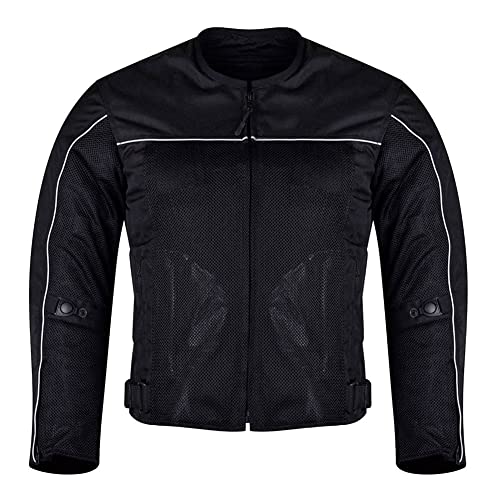 Vance Leather Airflow Mens Black All-Season Reflective Mesh & Textile Motorcycle Jacket w/CE Armor & Removable Liner (Black, Medium) - Image 1