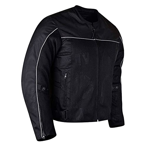 Vance Leather Airflow Mens Black All-Season Reflective Mesh & Textile Motorcycle Jacket w/CE Armor & Removable Liner (Black, Medium) - Image 2