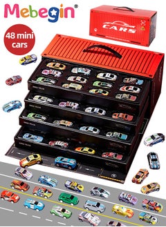 MEBEGIN 48PCS Pull Back Cars Playset, Mini Die-Cast Race Cars Set, Colorful Vehicles Kit with Storage Box, Push and Go Toy Race Car Vehicles, Easy to Carry and Organized, Ideal Gifts for Kids Aged 3+  - Image 1