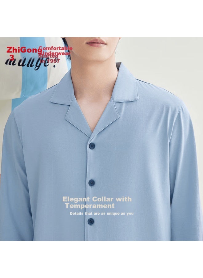 Hodo Men's Pajamas, 7a Antibacterial Pure Cotton Class A Loose Cardigan Long Sleeve Couple's Loungewear