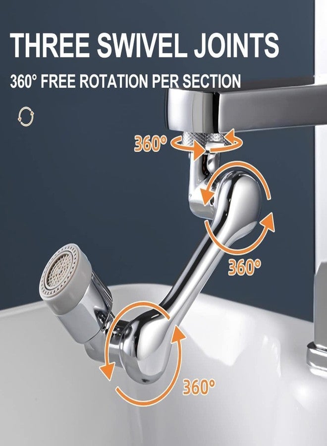 AIMERS 1080° Rotating Faucet Aerator, Universal Splash Filter Faucet Extender, Big Angle Swivel Faucet Attachment for Kitchen & Bathroom Sink, Rotatable Faucet Extension with 2 Water Flow Modes - Image 4
