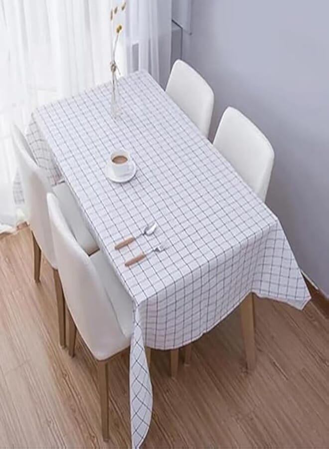 Vinyl Tablecloth Rectangle PVC Waterproof Washable Table Cloth for Dinner/Party/Holiday/Indoor/Outdoor (White, 183 x 137cm)