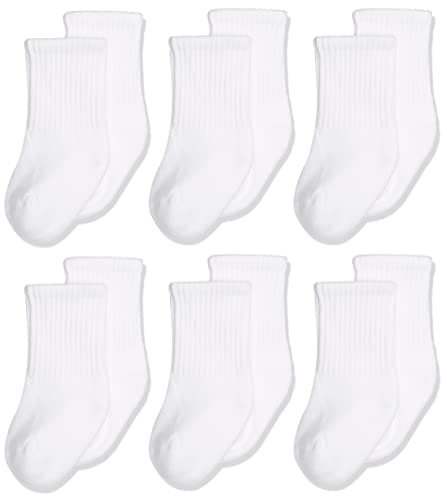 Jefferies Socks Unisex Baby Newborn Seamless Sport Half Cushion Crew Socks 6 Pack, White, 12-24 Months - Image 1
