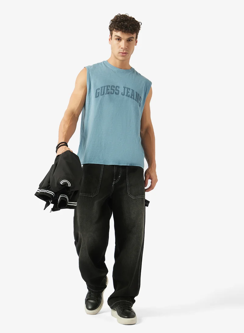 GUESS  Logo Detail Crew Neck Tanks for Men | Best Price UAE