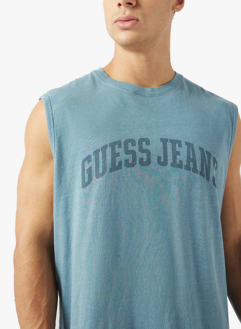 GUESS  Logo Detail Crew Neck Tanks for Men | Best Price UAE
