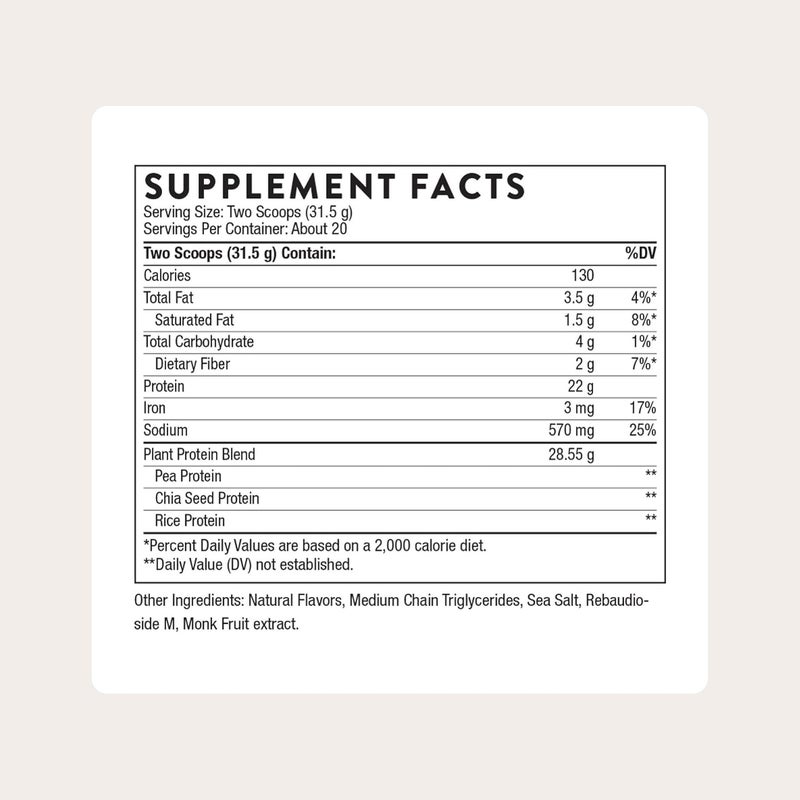 Thorne Plant Protein - Vanilla Flavored with other natural flavors - DIETARY SUPPLEMENT - NET WT. 22.2 0Z - Image 2