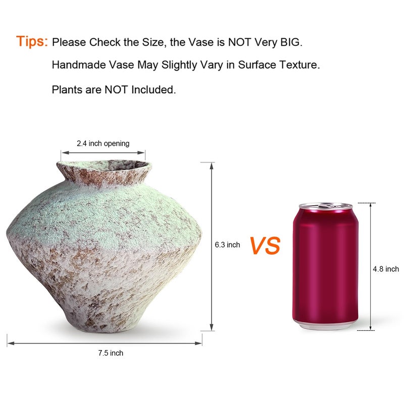 GeLive Frost White Ceramic Rustic Vase Jingdezhen Handmade Vintage Pottery Flower Jar for Fresh and Dried Plants Table Centerpiece Wabi Sabi Vase Home Farmhouse Decor - Image 2