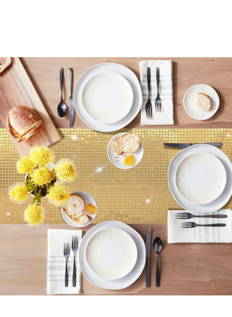 SOLARAE Glitter Disco Champagne Table Runner Fit Rectangle Table Spring Table Runner for Indoor Outdoor Home Party Decor Wedding Baby Shower 30*180CM - Image 3