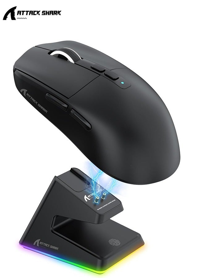 Attack Shark X6 Lightweight Wireless Gaming Mouse with Tri-Mode Wired/2.4GHz/BT5.2, PAW3395 Optical Sensor,Up to 26K DPI RGB Touch Magnetic Charging Base - Image 1