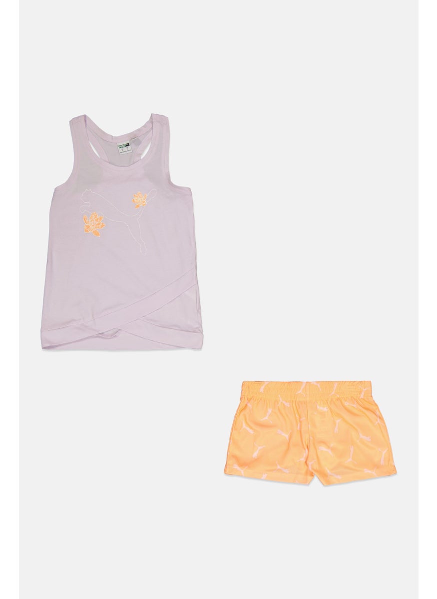 PUMA Kids Girl 2 Pieces Brand Logo Tank And Short, Multicolor  - Image 1