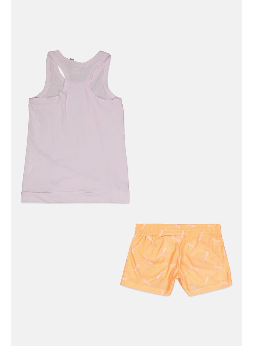 PUMA Kids Girl 2 Pieces Brand Logo Tank And Short, Multicolor  - Image 2