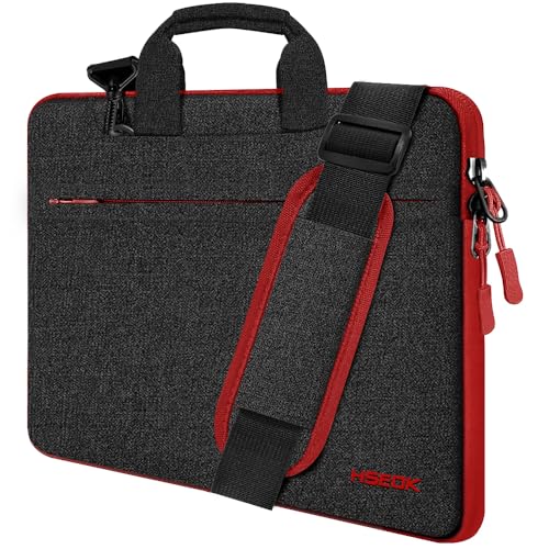 HSEOK Laptop Shoulder Bag 13 13.3 14 Inch Case Compatible with MacBook Pro 14 2025-2021 M4/M3/M2/M1, Mac Air/pro 13-13.3 Inch and Most Popular 13-14 Notebooks,Spill-Resistant Briefcase,Black & Red - Image 1