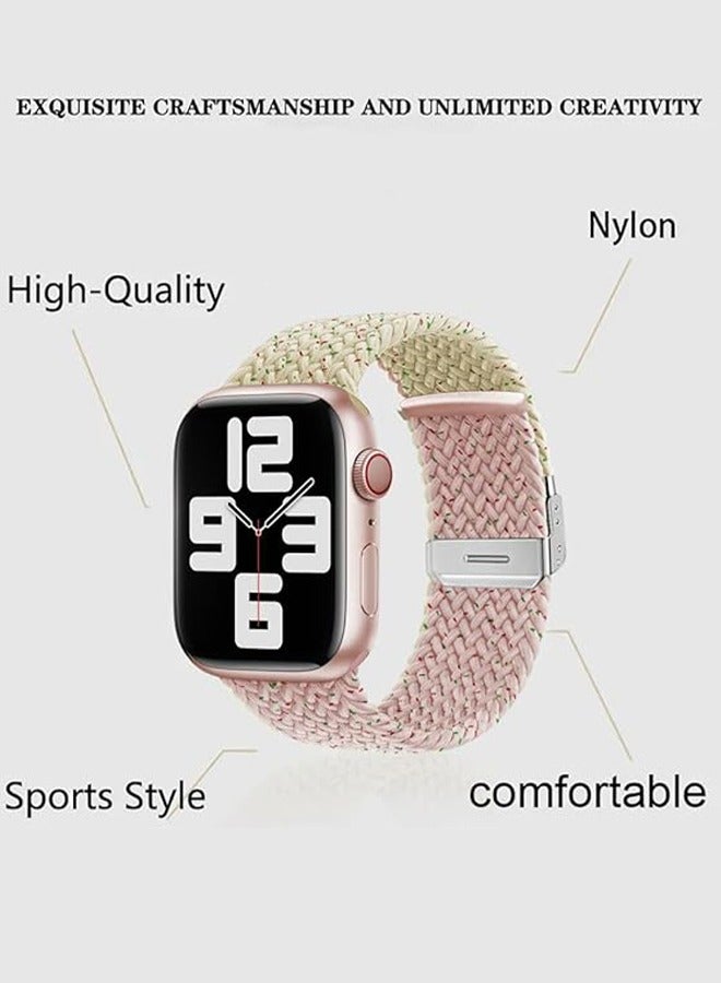 Beauenty Braided Solo Loop Nylon Strap Watch Band, for Apple Watch 38MM 40MM 41MM Strap, Adjustable Braided Replacement Bands Straps for Watch Series 8/7/6/5/4/3/2/1/SE (Star Glow Powder) - Image 2