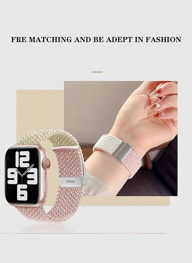Beauenty Braided Solo Loop Nylon Strap Watch Band, for Apple Watch 38MM 40MM 41MM Strap, Adjustable Braided Replacement Bands Straps for Watch Series 8/7/6/5/4/3/2/1/SE (Star Glow Powder) - Image 3