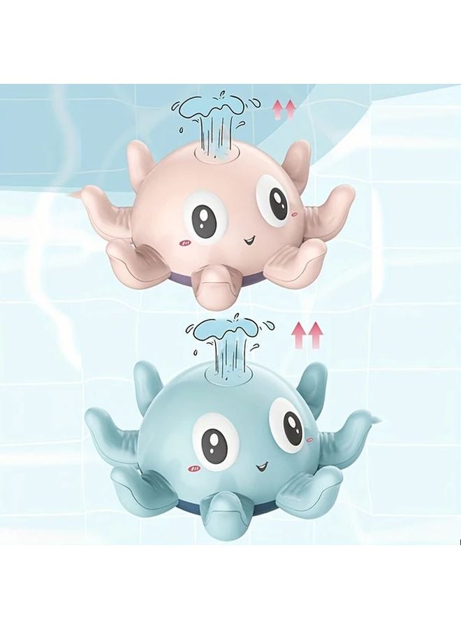Blue Octopus Bath Toy Water Sprayer Battery Free Kids Pool Bathtub Playset - Image 3