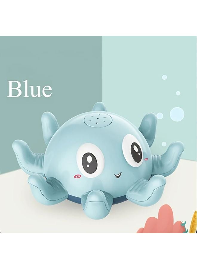 Blue Octopus Bath Toy Water Sprayer Battery Free Kids Pool Bathtub Playset - Image 1