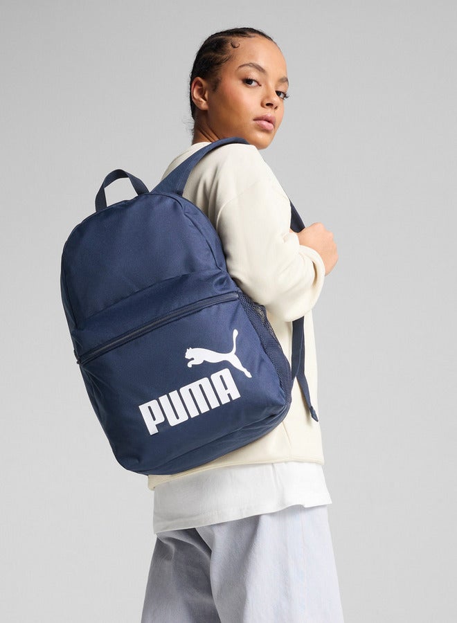 PUMA Logo Print School Backpack with Adjustable Shoulder Straps and Zip Closure  - Image 2