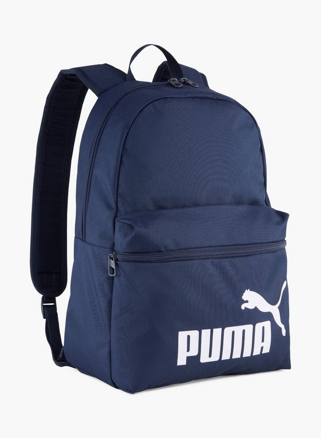 PUMA Logo Print School Backpack with Adjustable Shoulder Straps and Zip Closure  - Image 1