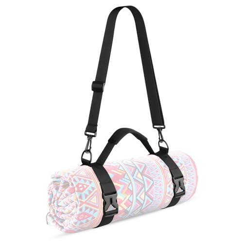 Cosmos Portable Yoga Mat Strap Mat Sling Picnic Blanket Strap with Adjustable Shoulder Strap Handle for Festivals Picnics Camping Motorcycle Bedroll Pilates - Image 1